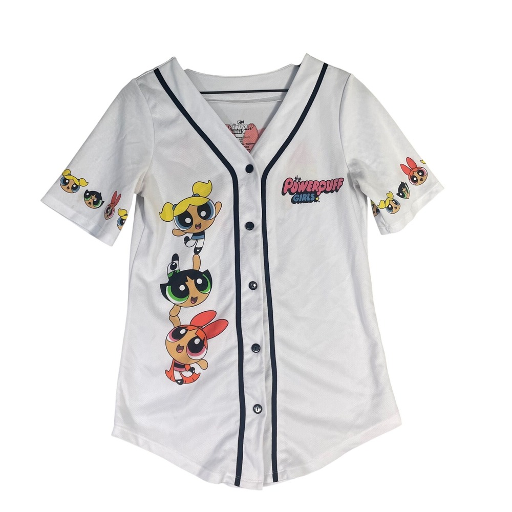 Powerpuff Girls Baseball Jersey M Blossom Bubbles Buttercup Cartoon Network